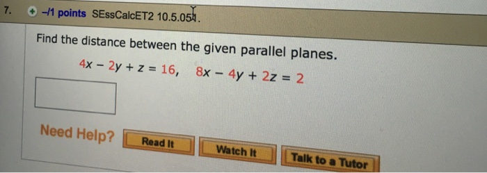 Solved Find the distance between the given parallel planes. | Chegg.com
