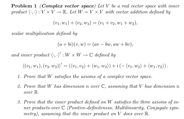 Solved Let V be a real vector space with inner product | Chegg.com