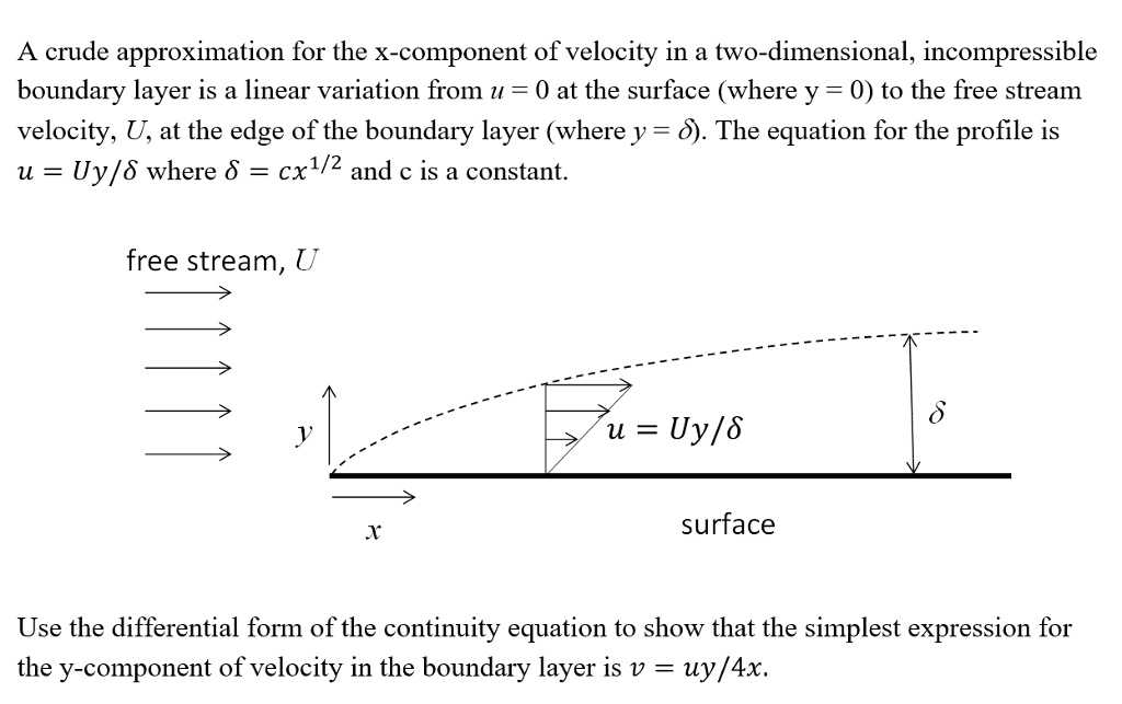 Solved A Crude Approximation For The X-component Of Velocity | Chegg.com