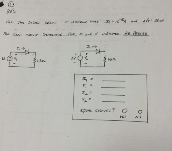 Solved Start Transcription For THE DIODE BELOW IS KNOWN
