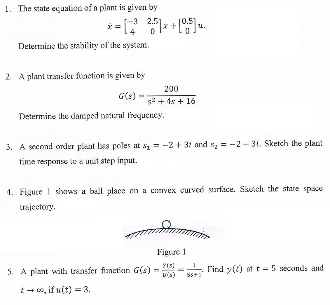 Solved The state equation of a plant is given by Determine | Chegg.com