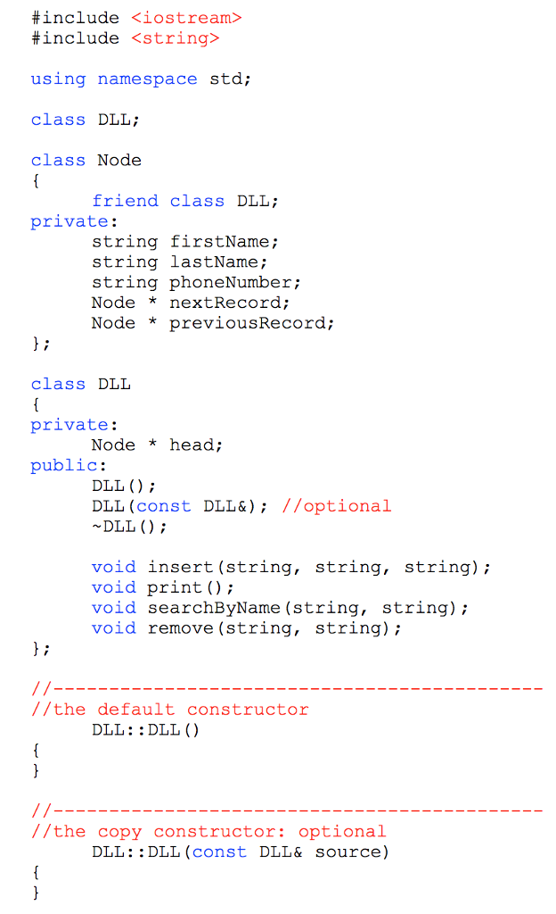 Solved C++ doubly Linked Lists - Complete the program below | Chegg.com