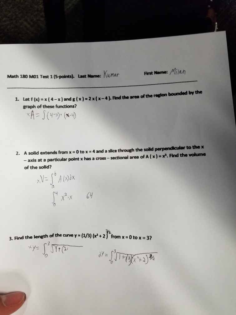 Solved Math 180 MO1 Test 1 (5-points). Last Narme: Kumar | Chegg.com