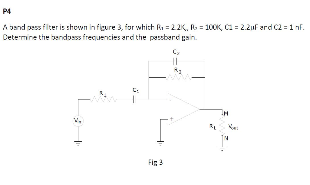 Solved P4 A band pass filter is shown in figure 3, for which | Chegg.com