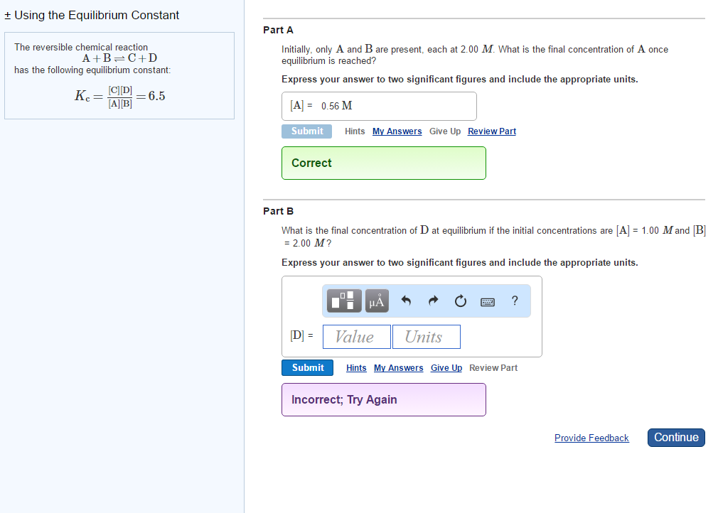Solved The reversible chemical reaction A + B | Chegg.com