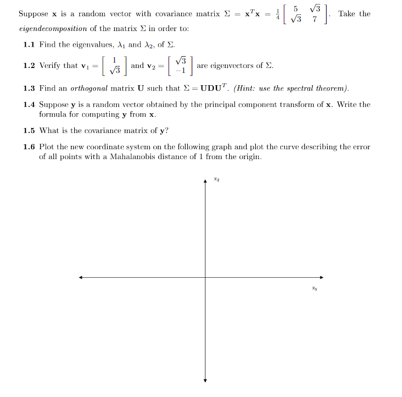 Solved Suppose x is a random vector with covariance matrix | Chegg.com