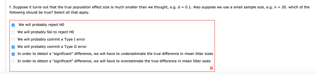 Solved f.Suppose it turns out that the true population | Chegg.com