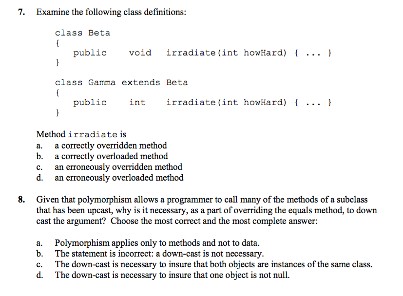 Solved Examine the following class definitions: class Beta | Chegg.com