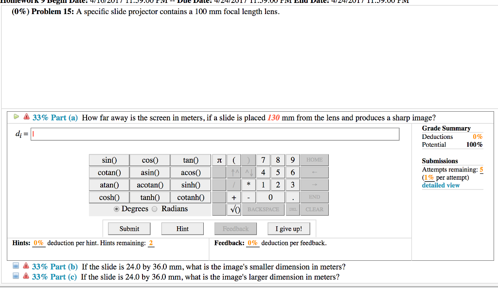 Solved A specific slide projector contains a 100 mm focal