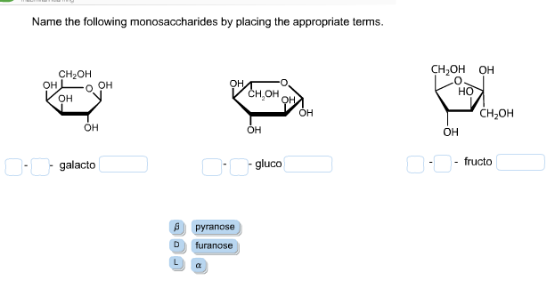 Solved Name the following monosaccharides by placing the | Chegg.com