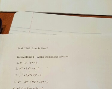 Solved MAP 2302: Sample Test In problems 1-s, find the | Chegg.com