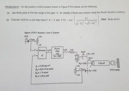 Solved PROBLEM#1: For the position control system shown in | Chegg.com