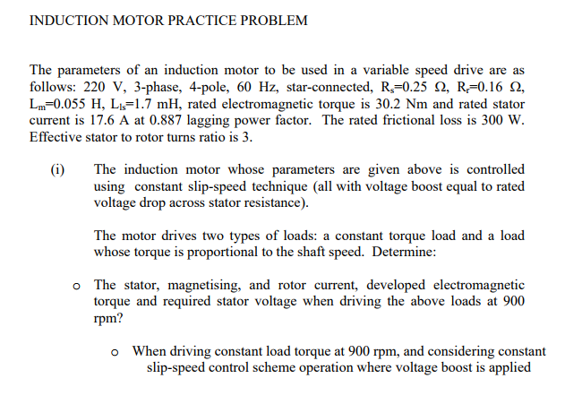 Solved Induction Motor Practice Problem The Parameters Of An Chegg Solved Induction Motor Practice Problem The Parameters Of An Chegg