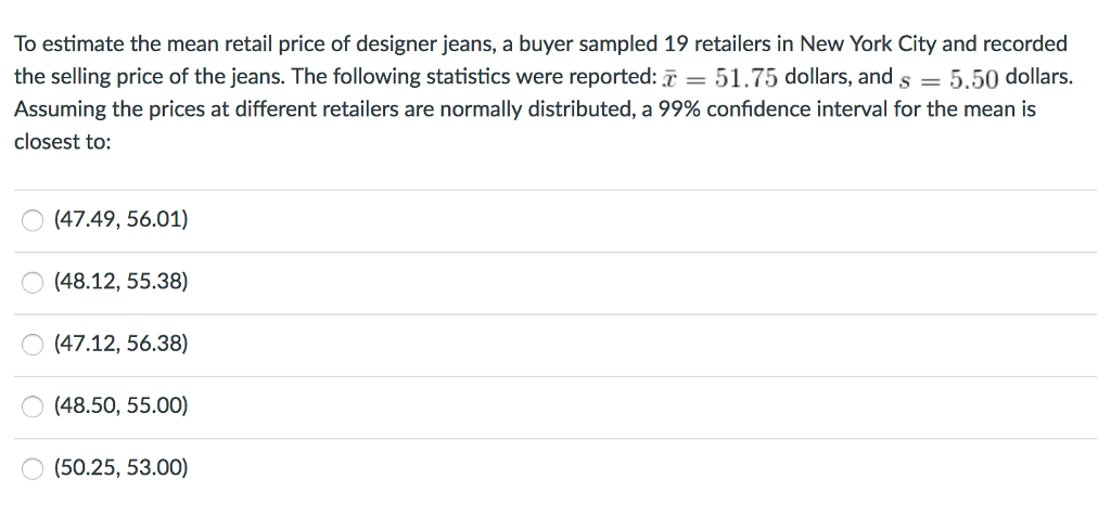 solved-to-estimate-the-mean-retail-price-of-designer-jeans-chegg