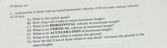 solved-a-projectile-is-fired-with-an-initial-horizontal-chegg