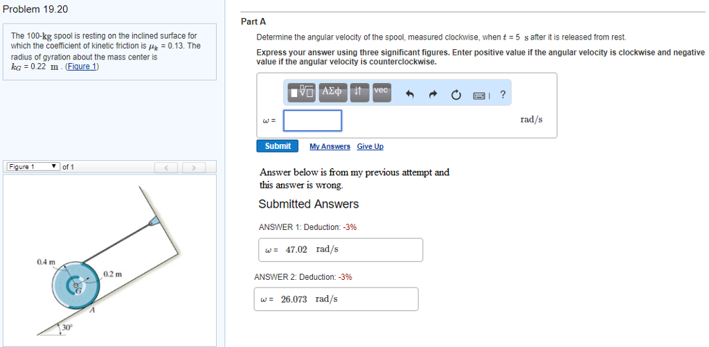 Solved The 100-kg spool is resting on the inclined surface | Chegg.com
