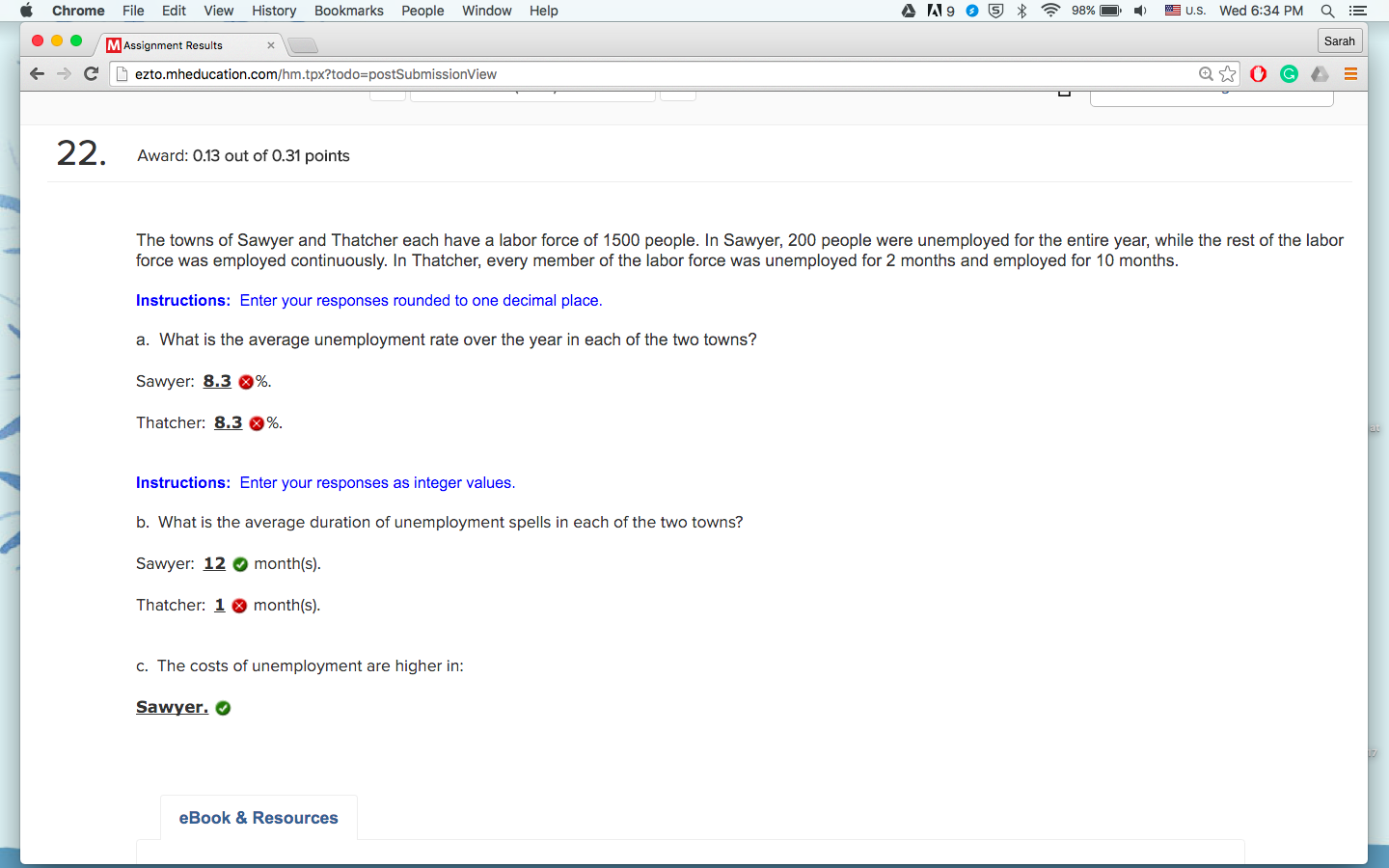 Solved The towns of Sawyer and Thatcher each have a labor