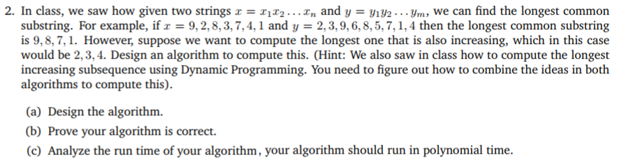 2. In class, we saw how given two strings z ziza».rn | Chegg.com