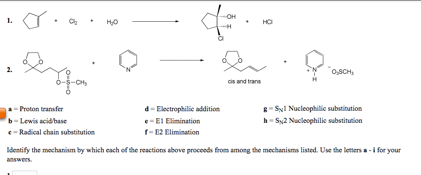 Solved Acetic acid 2. HC g SN1 Nucleophilic substitution d | Chegg.com