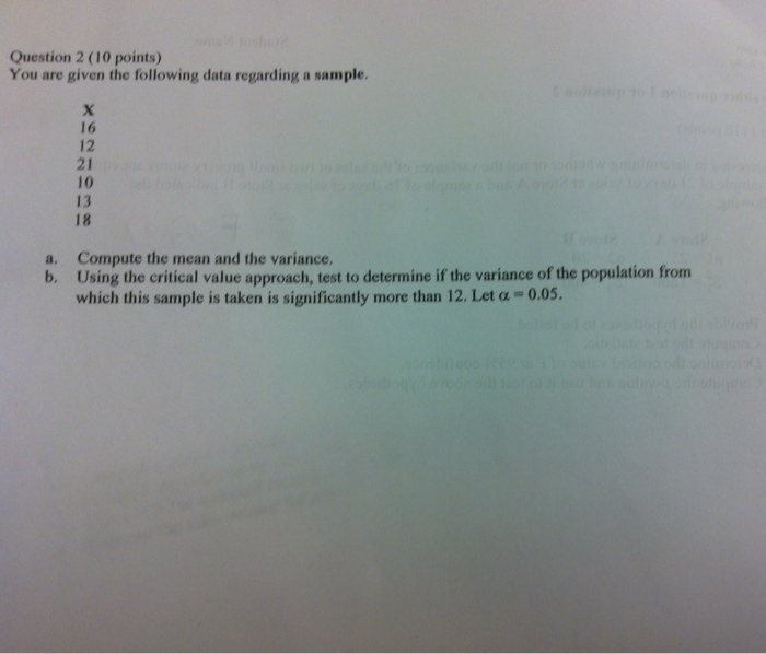 Solved You are given the following data regarding a sample. | Chegg.com