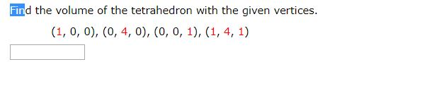 find the volume of tetrahedron with vertices