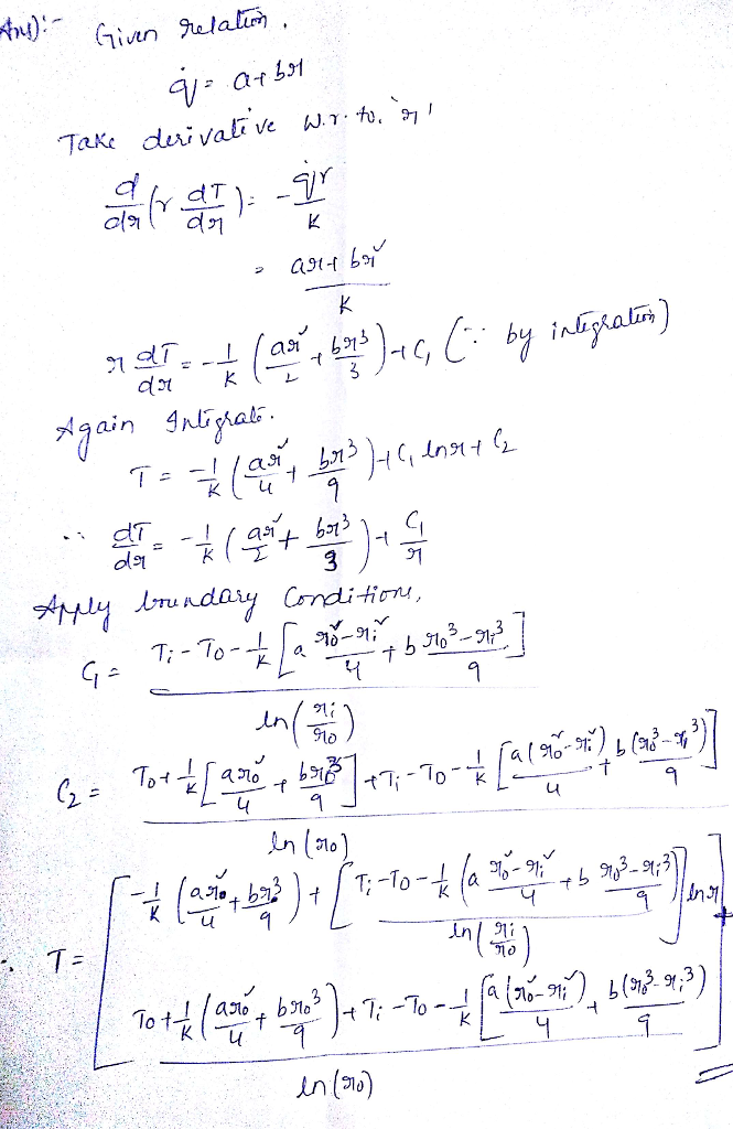 (Solved) - Derive an expression for the temperature distribution in a ...