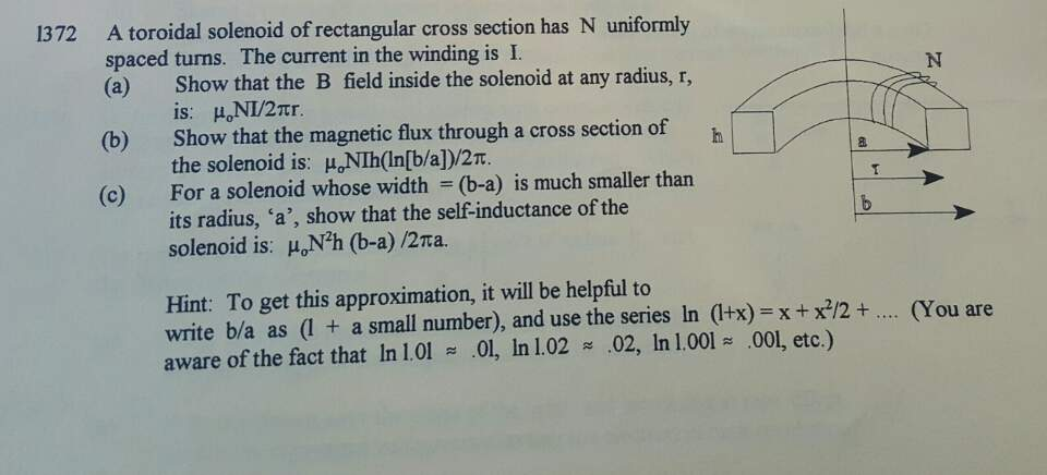 Solved A Toroidal Solenoid Of Rectangular Cross Section Has 7090