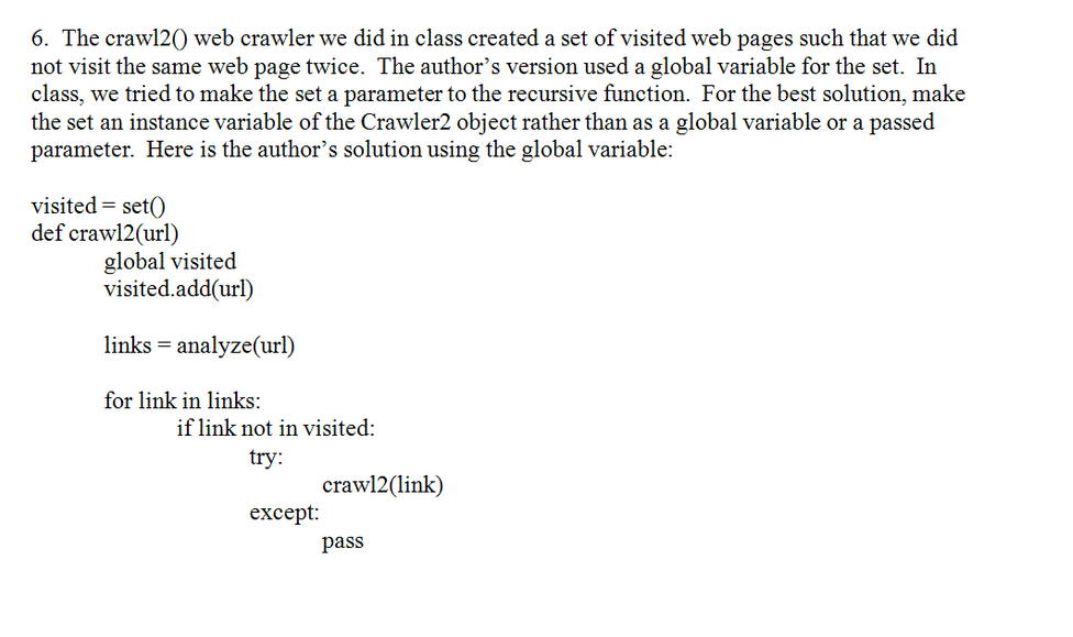 Web crawler homework help