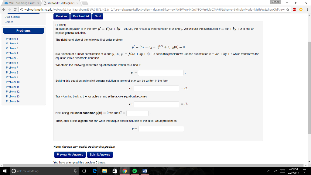 Solved In case an equation is in the form y' = f(ax + by + | Chegg.com