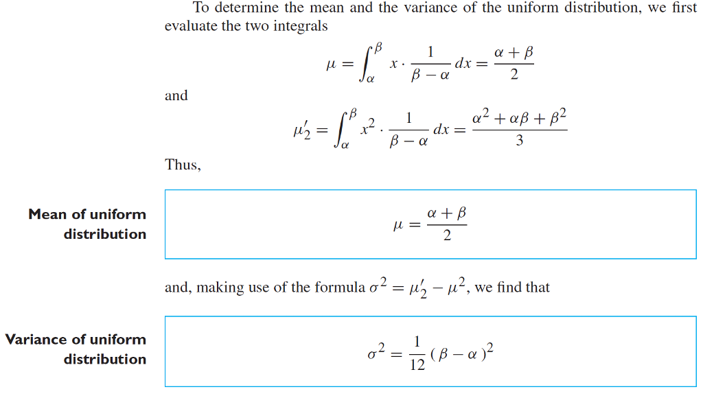 Solved To determine the mean and the variance of the uniform