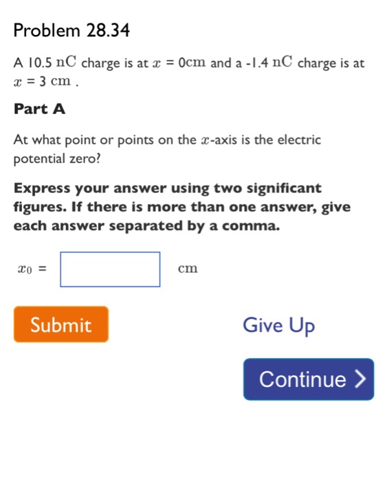Solved A 10.5 nC charge is at x = 0 cm and a 1.4 nC charge
