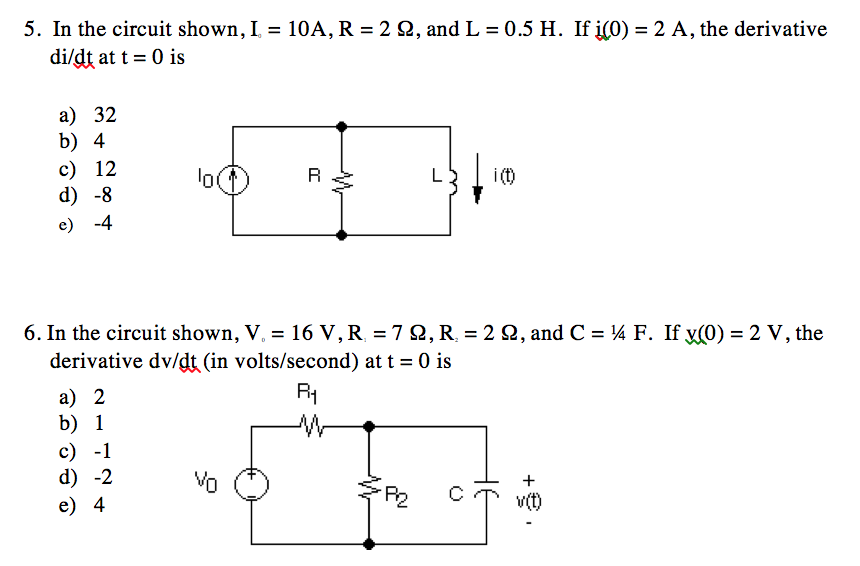 Solved 5. In the circuit shown, 1-10A, R-2 ?, and L-0.5 H. | Chegg.com