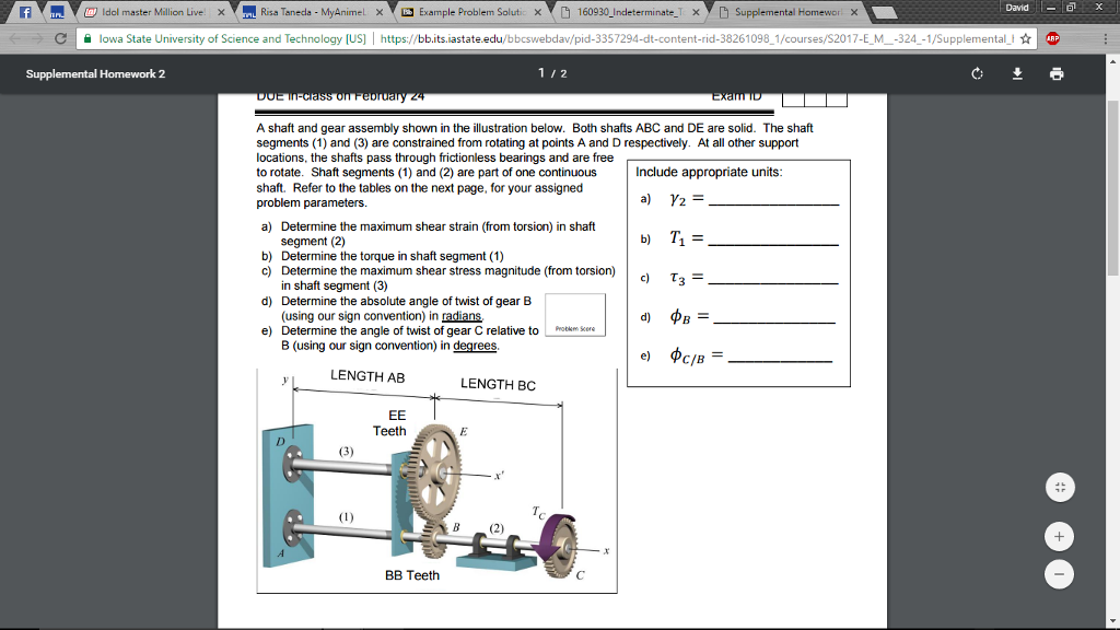 Solved A shaft and gear assembly shown in the illustration | Chegg.com