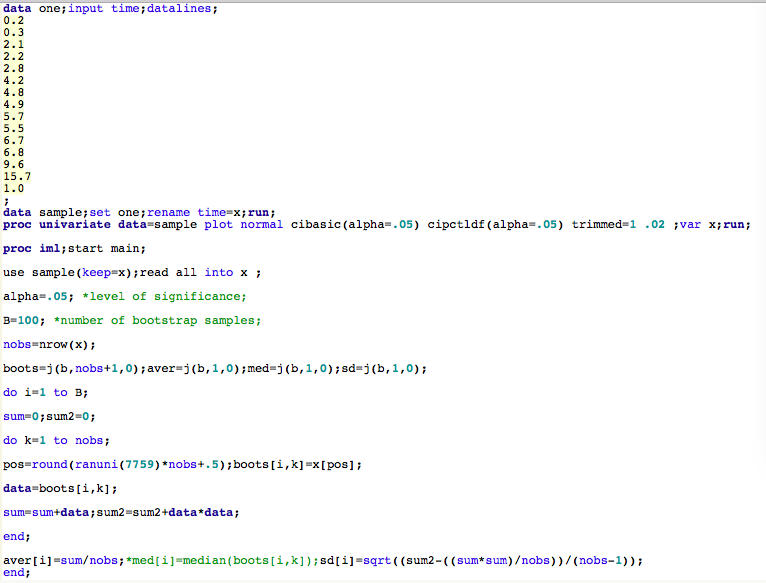 data one;input time;datalines; 0.2 0.3 2.1 2.2 2.8 | Chegg.com