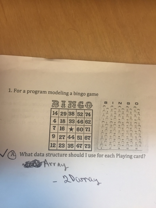 Solved For a program modeling a bingo game What data | Chegg.com