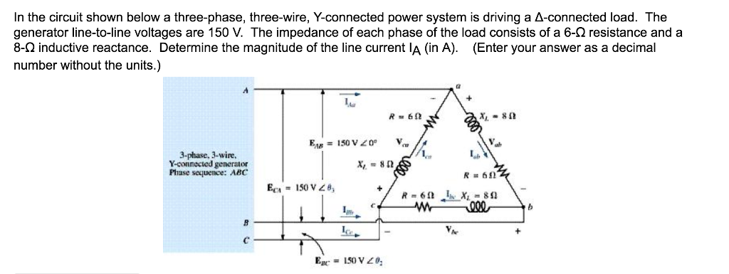 Solved n the circuit shown below a three-phase, three-wire, | Chegg.com