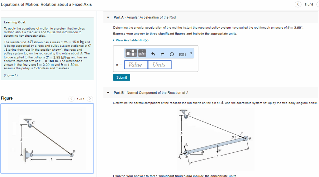 Solved Equations Of Motion: Rotation About A Fixed Axis 5 Of | Chegg.com