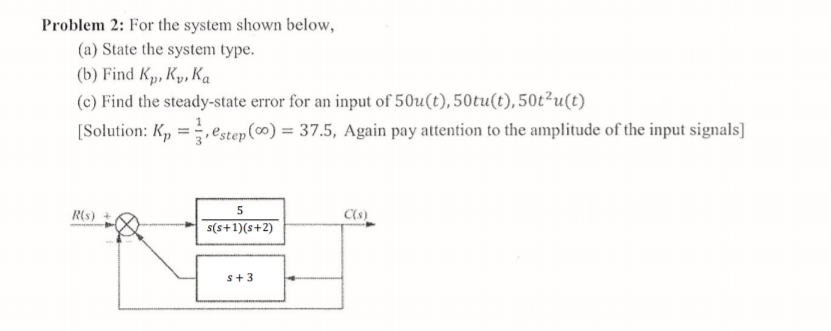 Solved For the system shown below, (a) State the system | Chegg.com