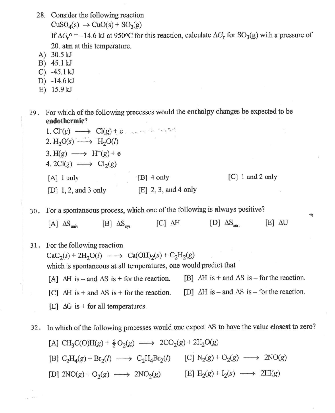 Solved Consider the following reaction CuSO_4(s) rightarrow | Chegg.com