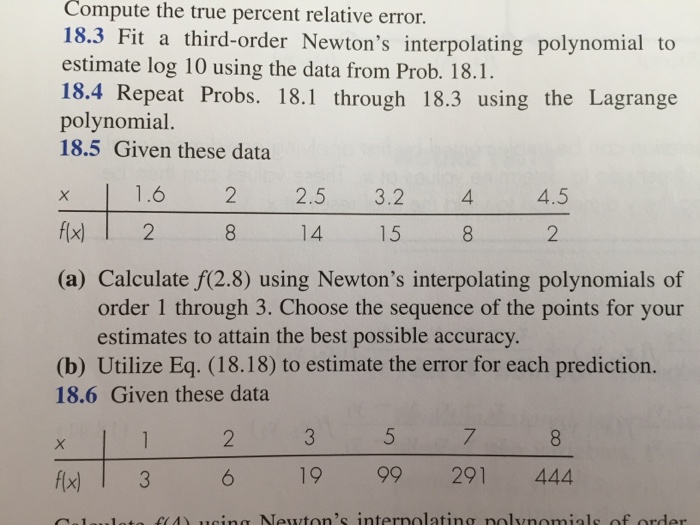 Solved Compute the true percent relative error. Fit a