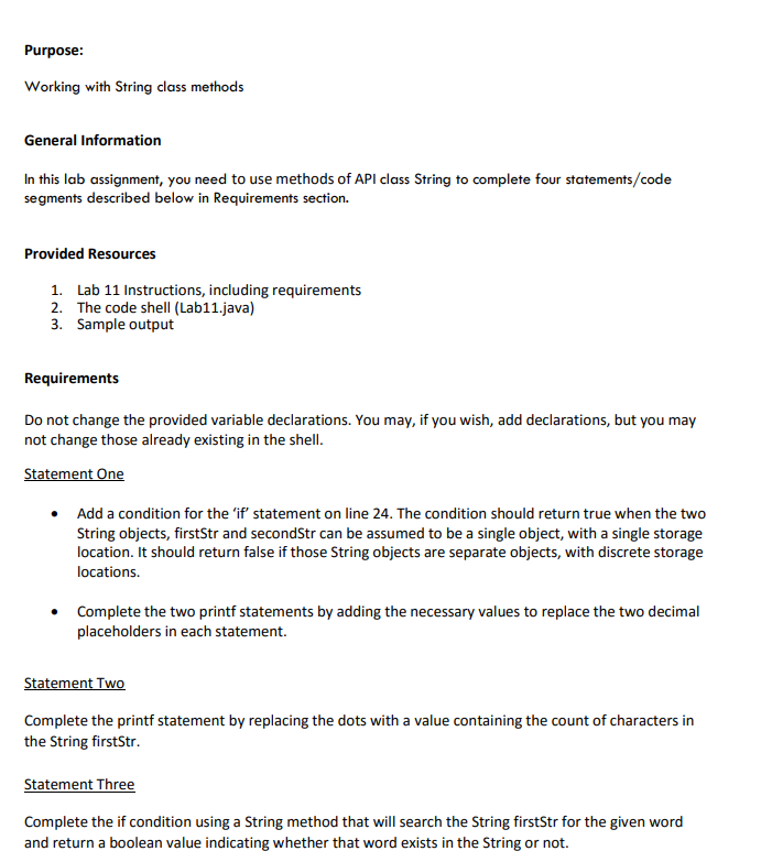 Solved Purpose: Working with String class methods General | Chegg.com