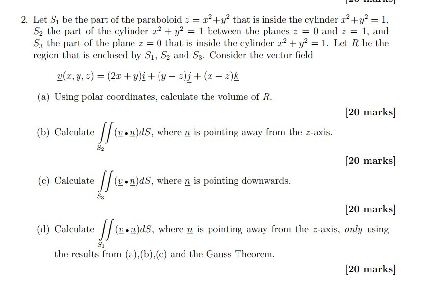 Solved 2 Let S1 Be The Part Of The Paraboloid Z X292 5202