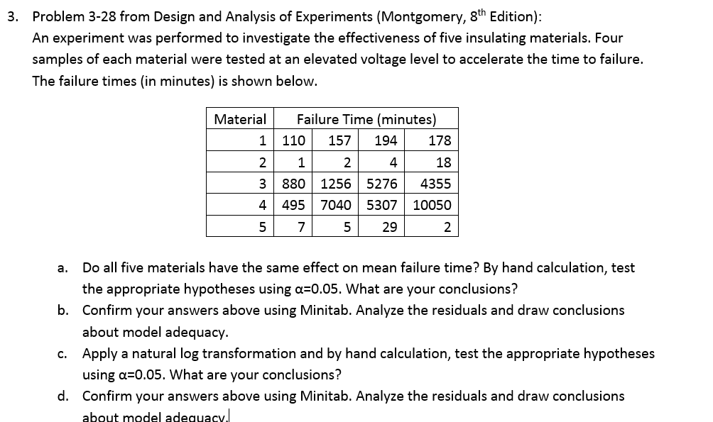 design and analysis of experiments chegg solutions