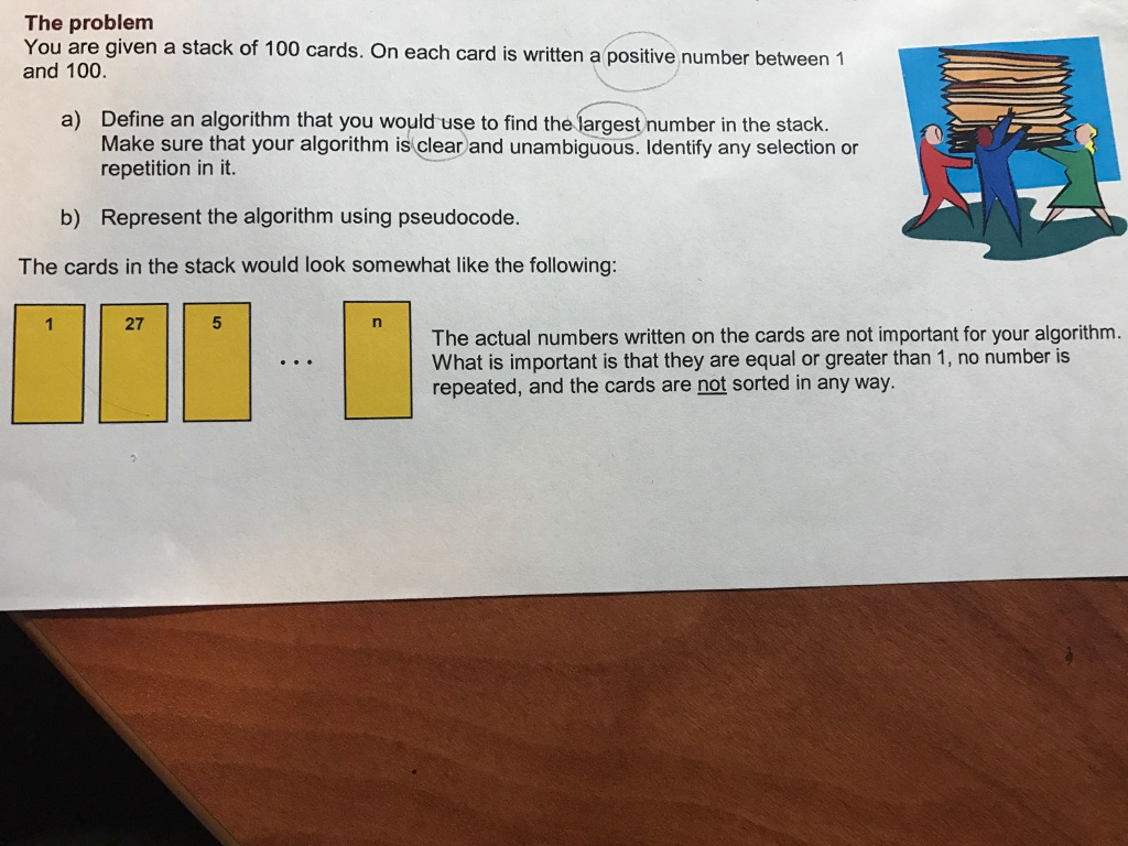 Solved You are given a stack of 100 cards. On each card is | Chegg.com