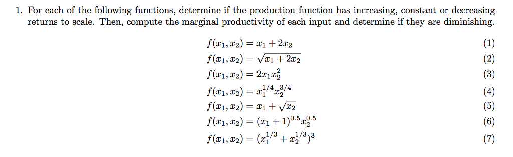 Solved For each of the following functions, determine if the | Chegg.com