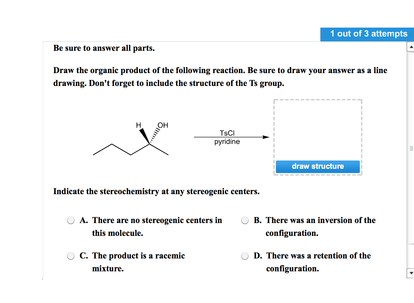 Solved Draw the organic product of the following reaction.