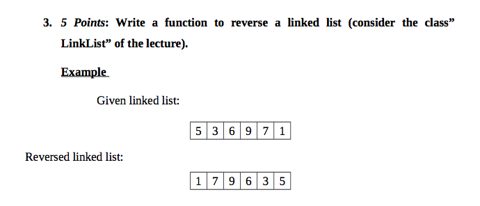 Solved 3. 5 Points: Write a function to reverse a linked | Chegg.com