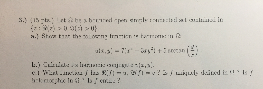 Solved 3.) (15 pts.) Let 2 be a bounded open simply | Chegg.com