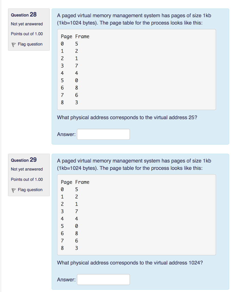 Solved Question 28 Not yet answered 1kb 1024 bytes). The | Chegg.com