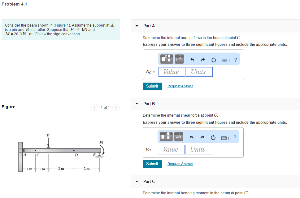 Solved Problem 4.1 Consider the beam shown in (Figure 1). | Chegg.com